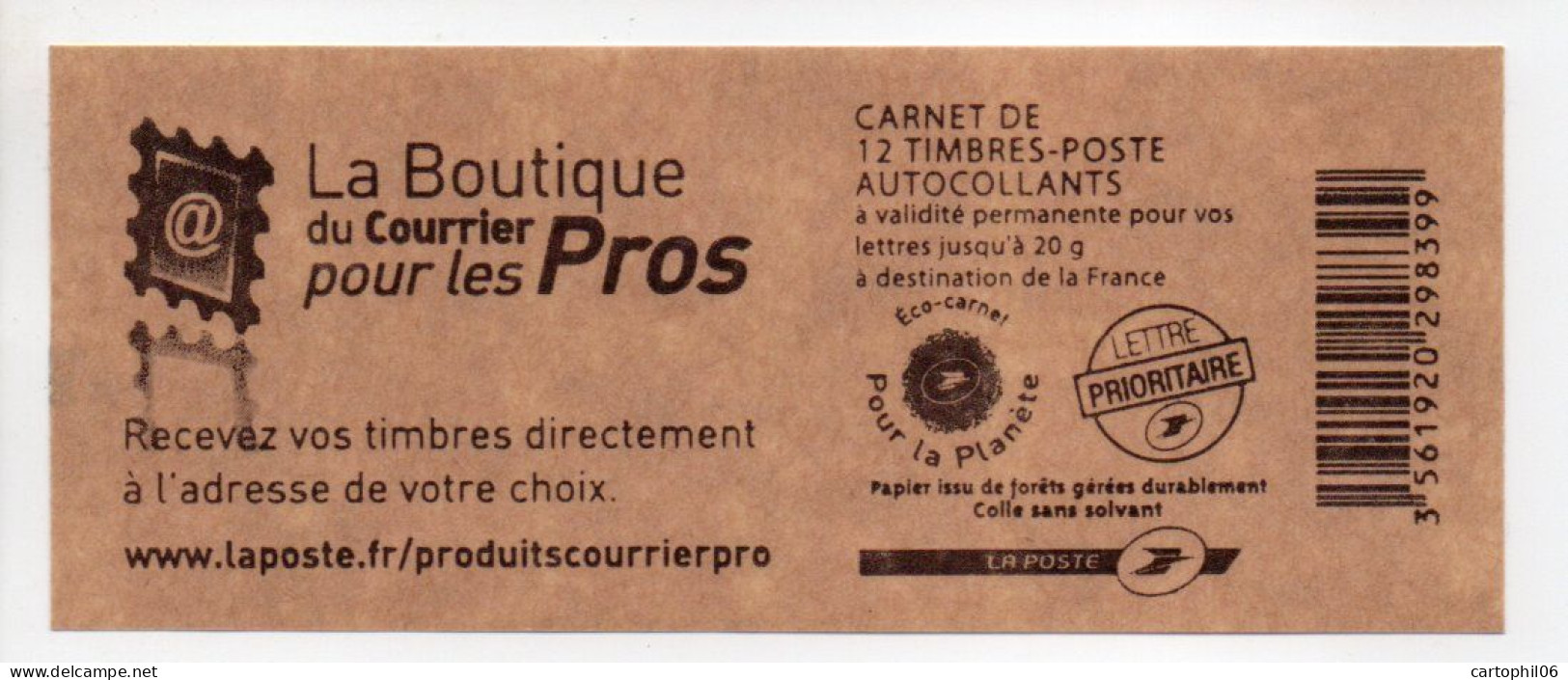 - FRANCE Carnet 12 Timbres Prioritaires Marianne De Beaujard - LA BOUTIQUE DU COURRIER - VALEUR FACIALE 17,16 € - - Modernos : 1959-…