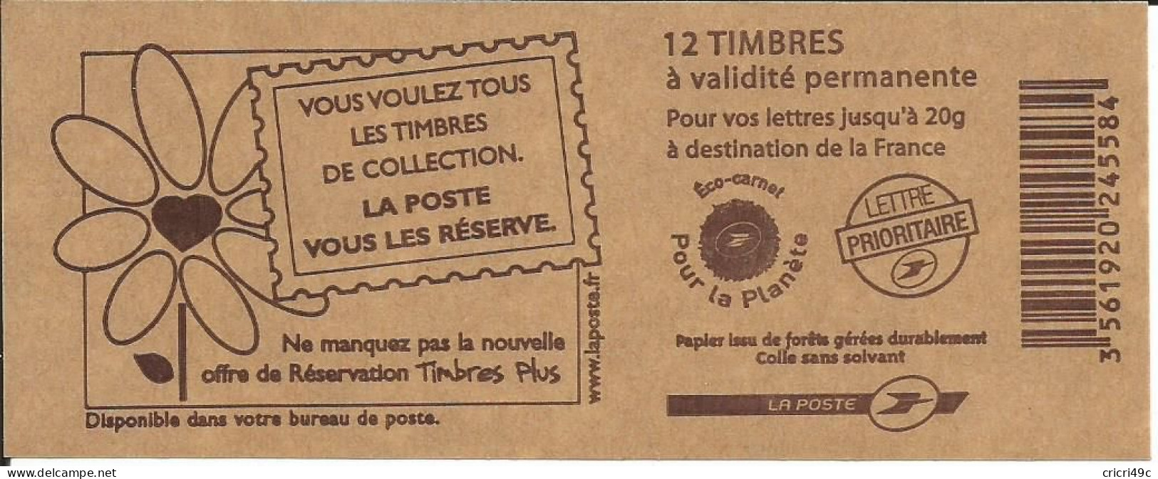 Marianne De Lamouche. Carnet De 12 Timbres N° Y&T 3744a-C7  Neuf** (BM) - Modernos : 1959-…