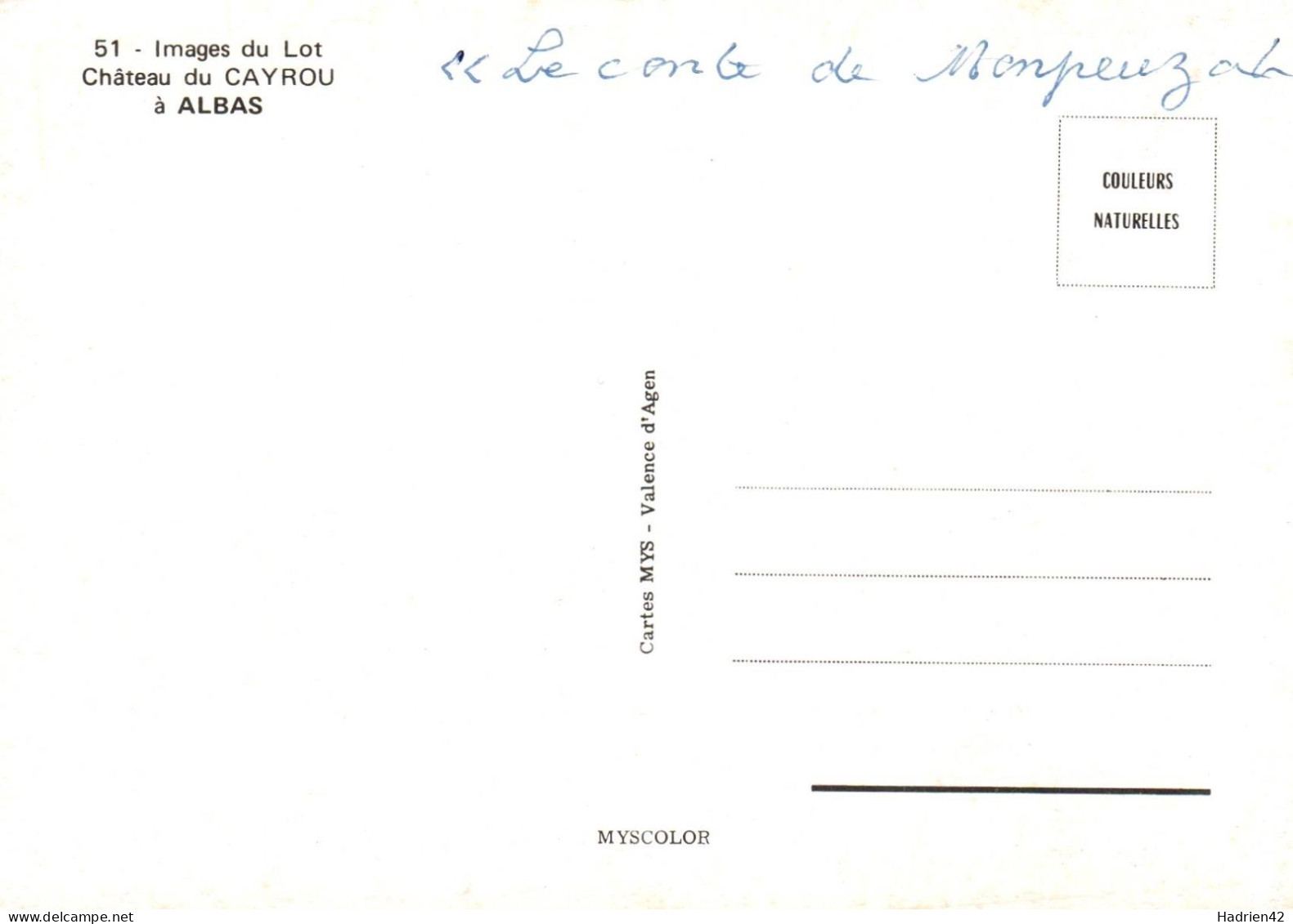 RECTO/VERSO - CPA - CAHORS - CHATEAU DU CAYROU - Cahors