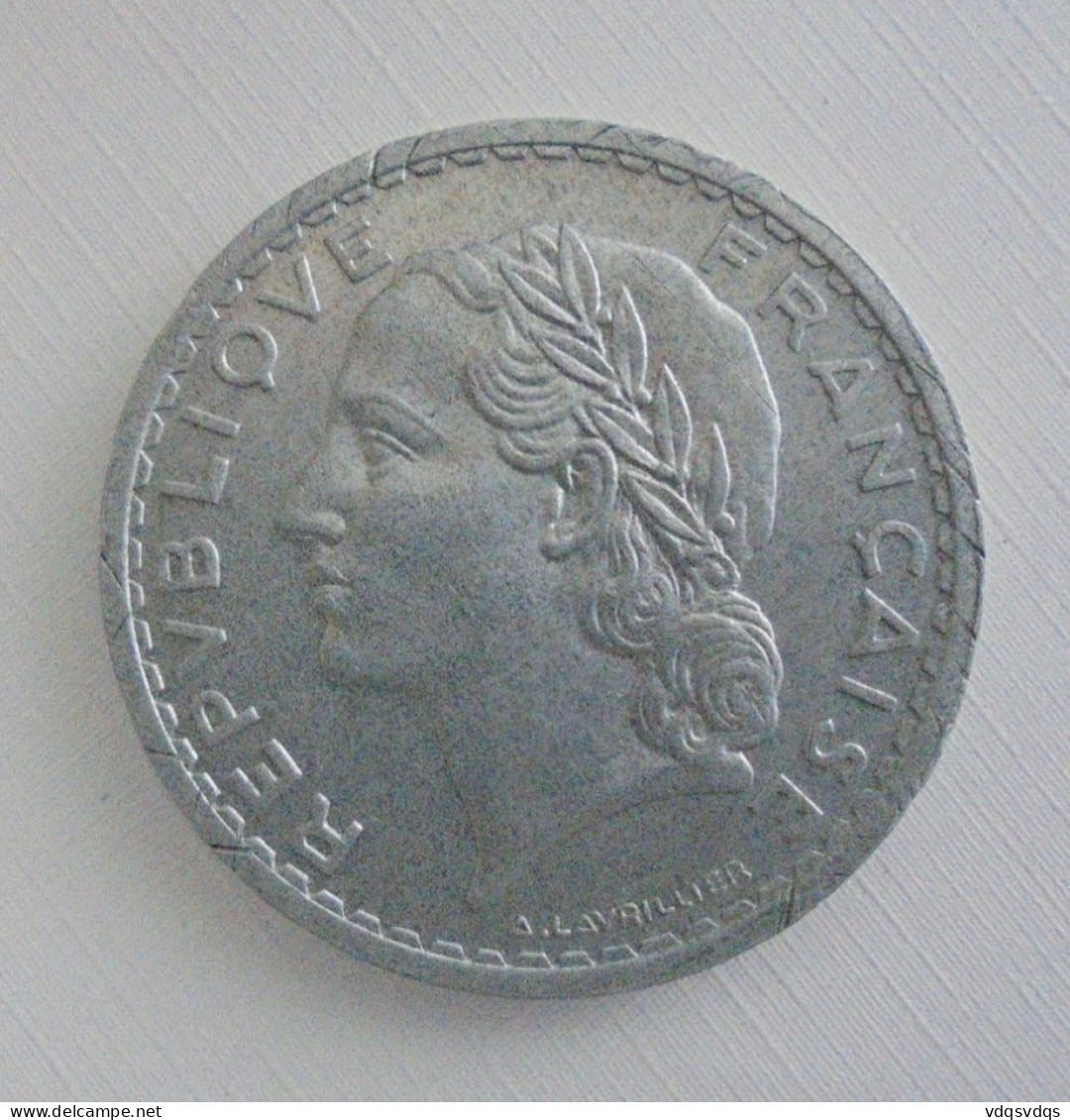 5 FRANCS 1950(B) V FERMER  ALUMINIUM Ref 339/21   RARE En   SUP Pas De Trace ,pas De Rayure Neuve Belle Patine - 5 Francs