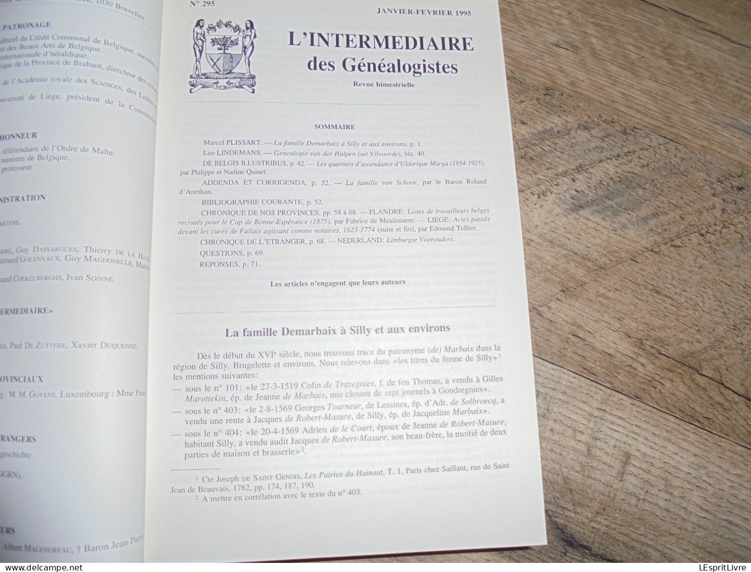 L' INTERMEDIAIRE DES GENEALOGISTES Reliure 1995 1996 Généalogie Régionalisme Héraldique De Marbaix Silly Famille Souche - Geschiedenis