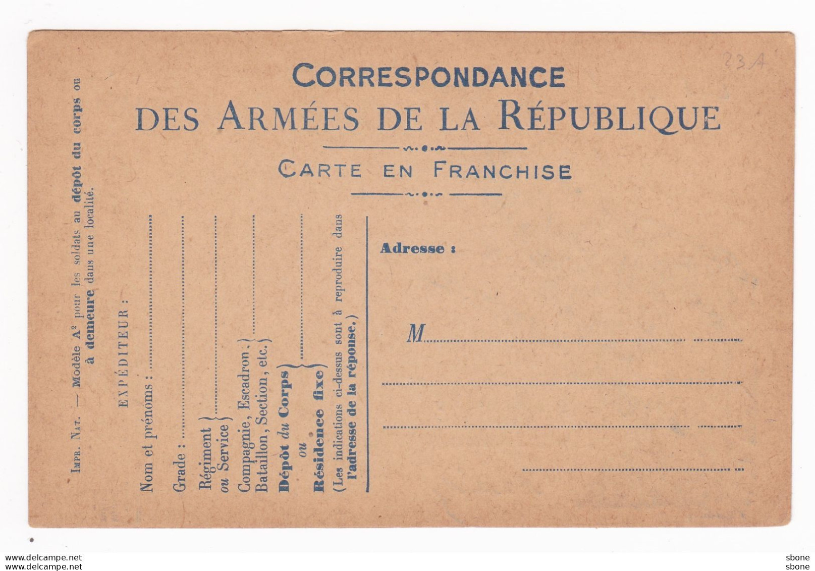 Carte En Franchise Militaire - Modèle A2 - Abel Faivre - Briefe U. Dokumente
