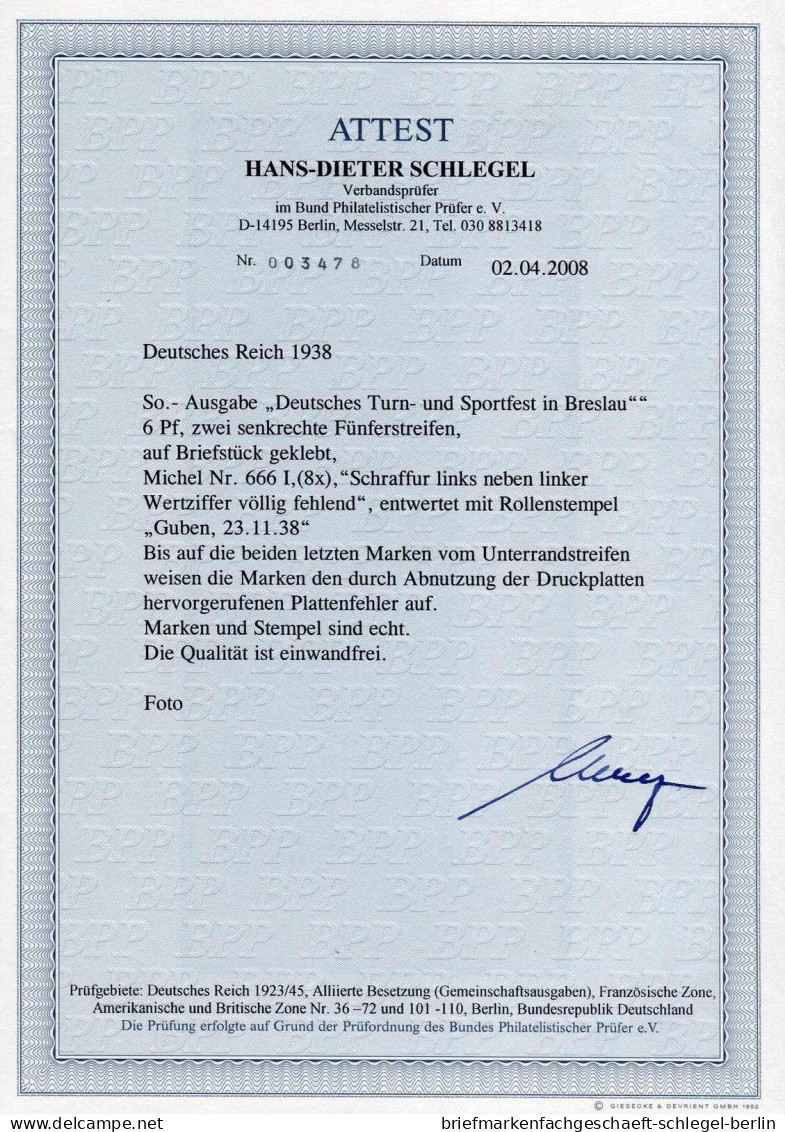 Deutsches Reich, 1938, 666 I OR (8), Briefstück - Other & Unclassified