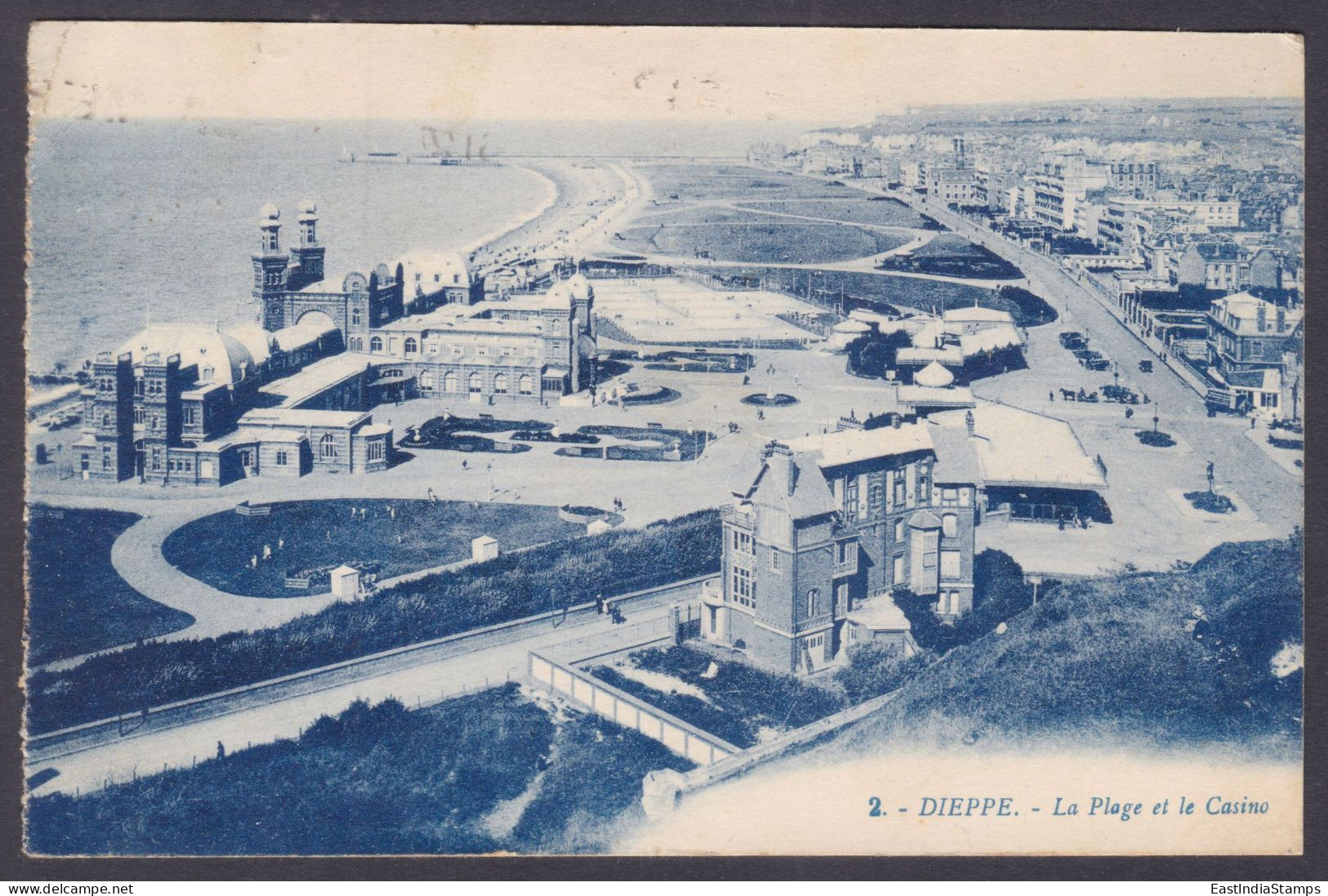 France 1927 Used Postcard To England, Dieppe, The Beach & Casino, Sea, Picture Post Card - Storia Postale