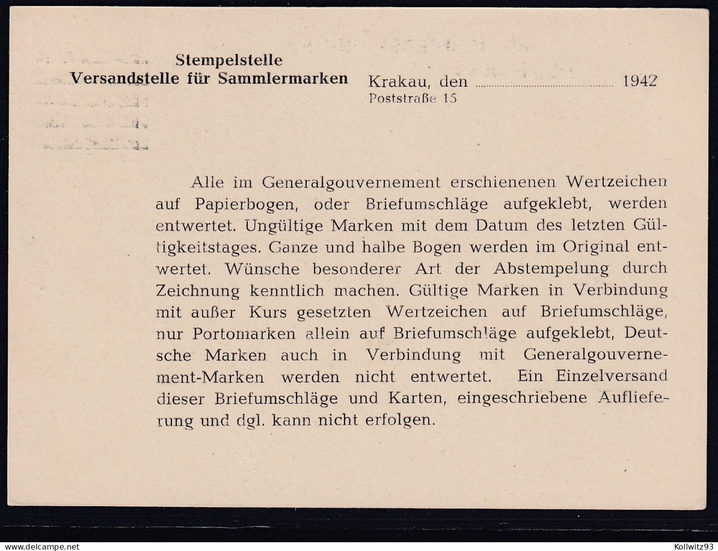 GG, Polnische Ganzsache Als Formularaufbrauch, Gestempelt. - Ocupación 1938 – 45