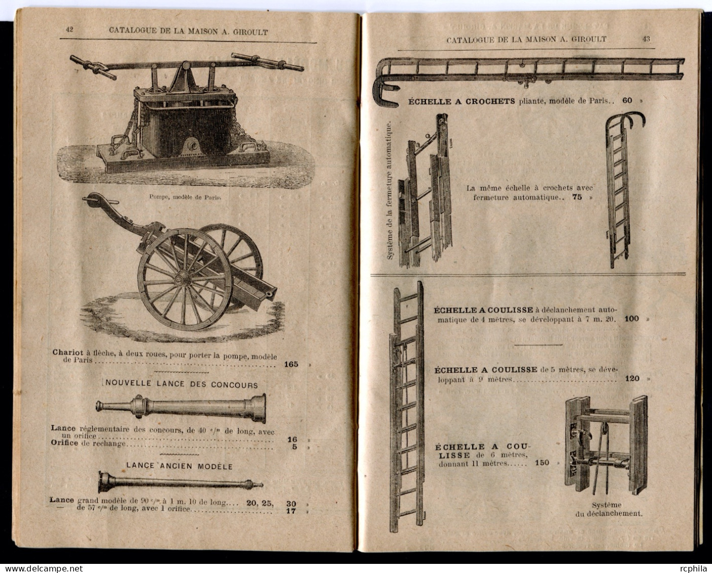 RC 27499 FRANCE 1897 SAPEURS POMPIERS CATALOGUE A. GIROULT CATALOGUE HABILLEMENTS ET EQUIPEMENTS DE 64 PAGES