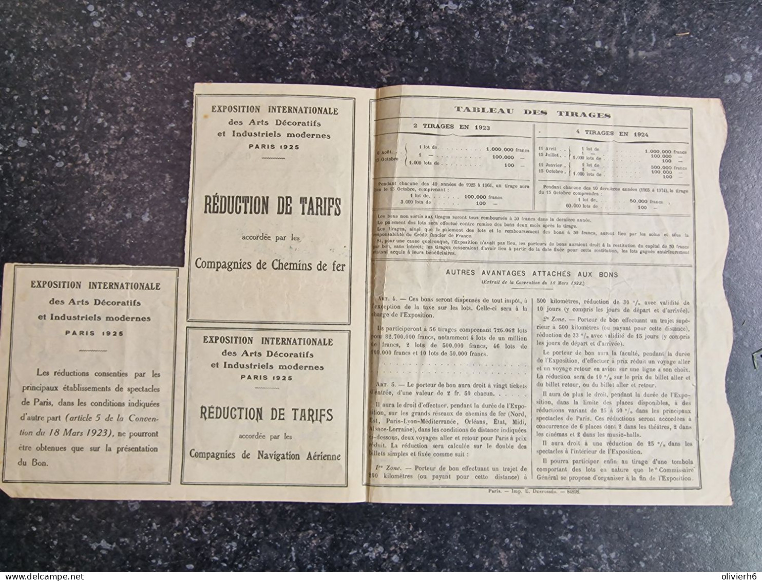 BON A LOT DE 50 FRANCS (M2413) EXPOSITION INTERNATIONALE ARTS DECORATIFS ET INDUSTRIELS  (2 Vues) PARIS 1925 - A - C