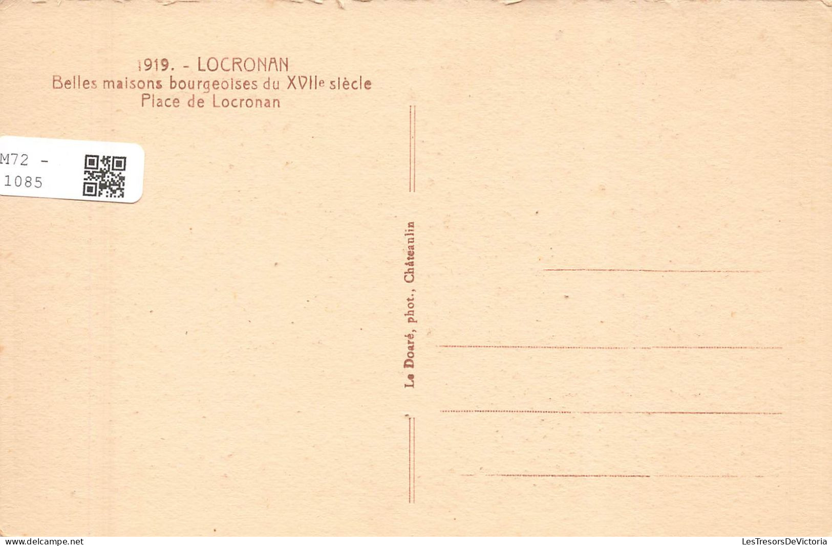 FRANCE - Locronan - Belles Maisons Bourgeoises Du XVIIe Siècle - Place De Locronan - Carte Postale Ancienne - Locronan