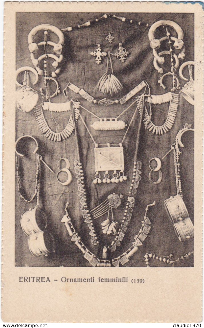 ITALIA - REGNO - COLONIA ERITREA - ASMARA - CARTOLINA - ORNAMENTI FEMMINILI -C. 20 SU 15C. VG PER ROMA - 1925 - Erythrée