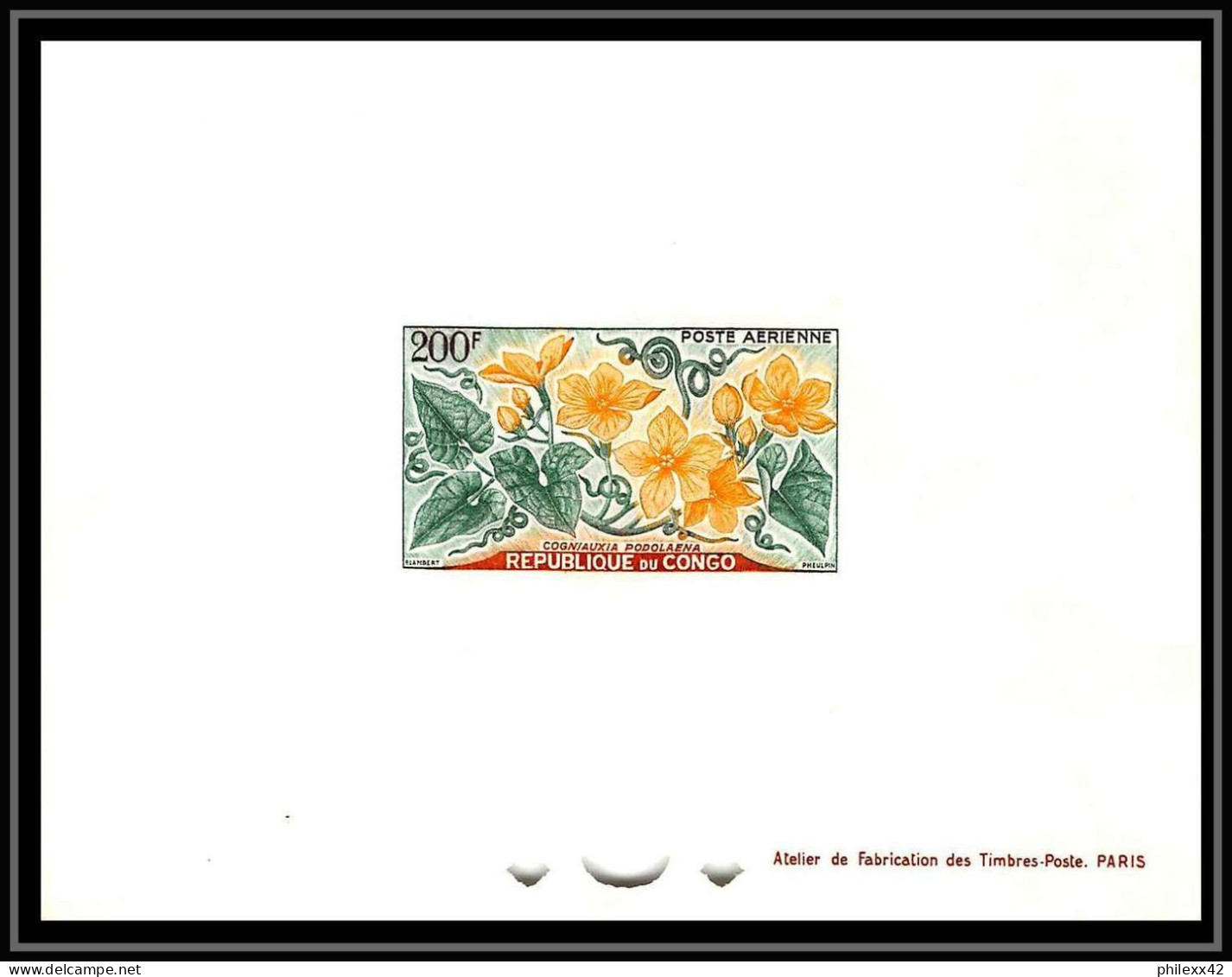 0579 Epreuve De Luxe Deluxe Proof Congo Poste Aerienne PA N°2/4 Fleurs (fleur Flower Flowers) - Ungebraucht