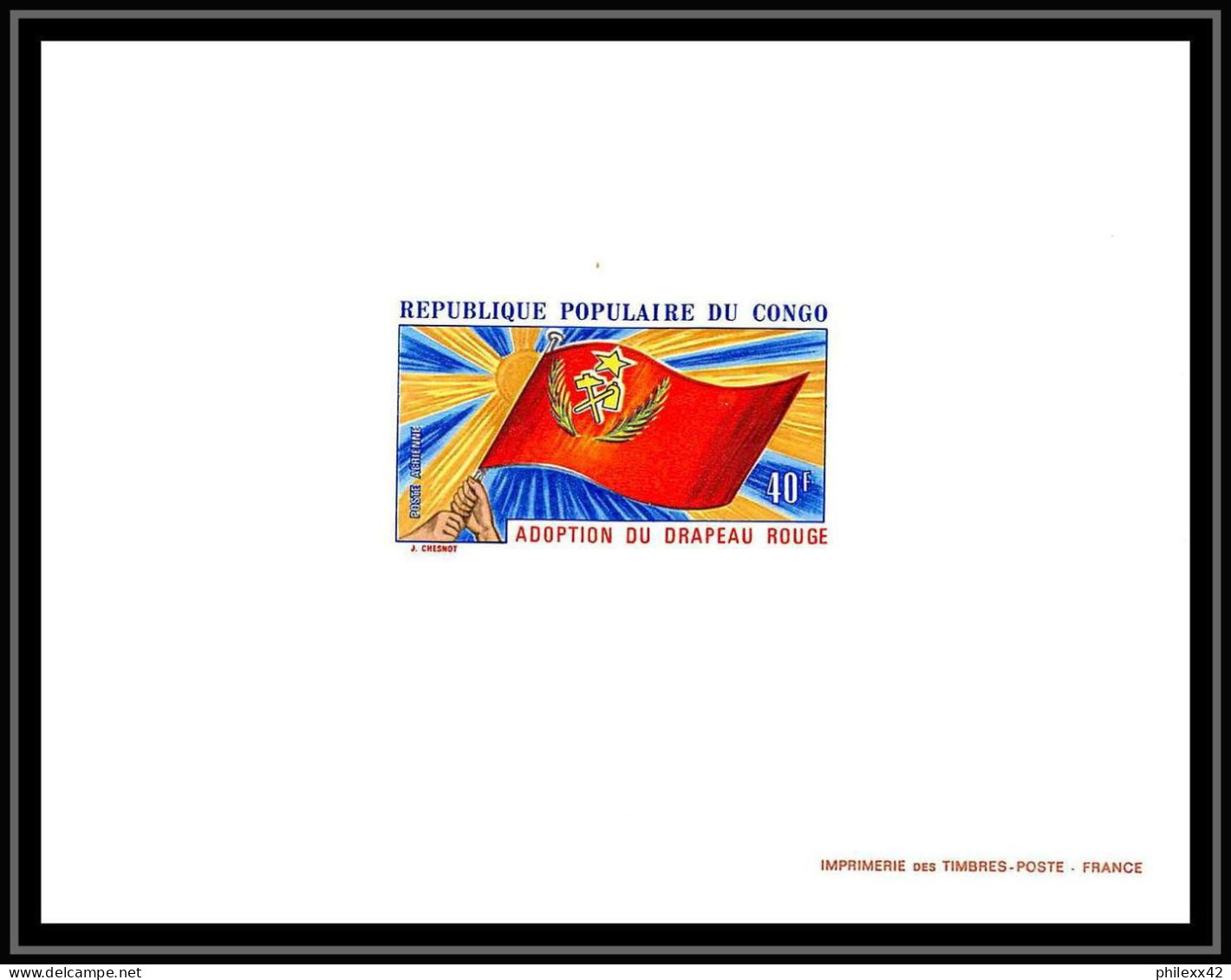 0576 Epreuve De Luxe Deluxe Proof Congo Poste Aerienne PA N°138 / 141 Drapeau Rouge Flag Communisme - Ongebruikt
