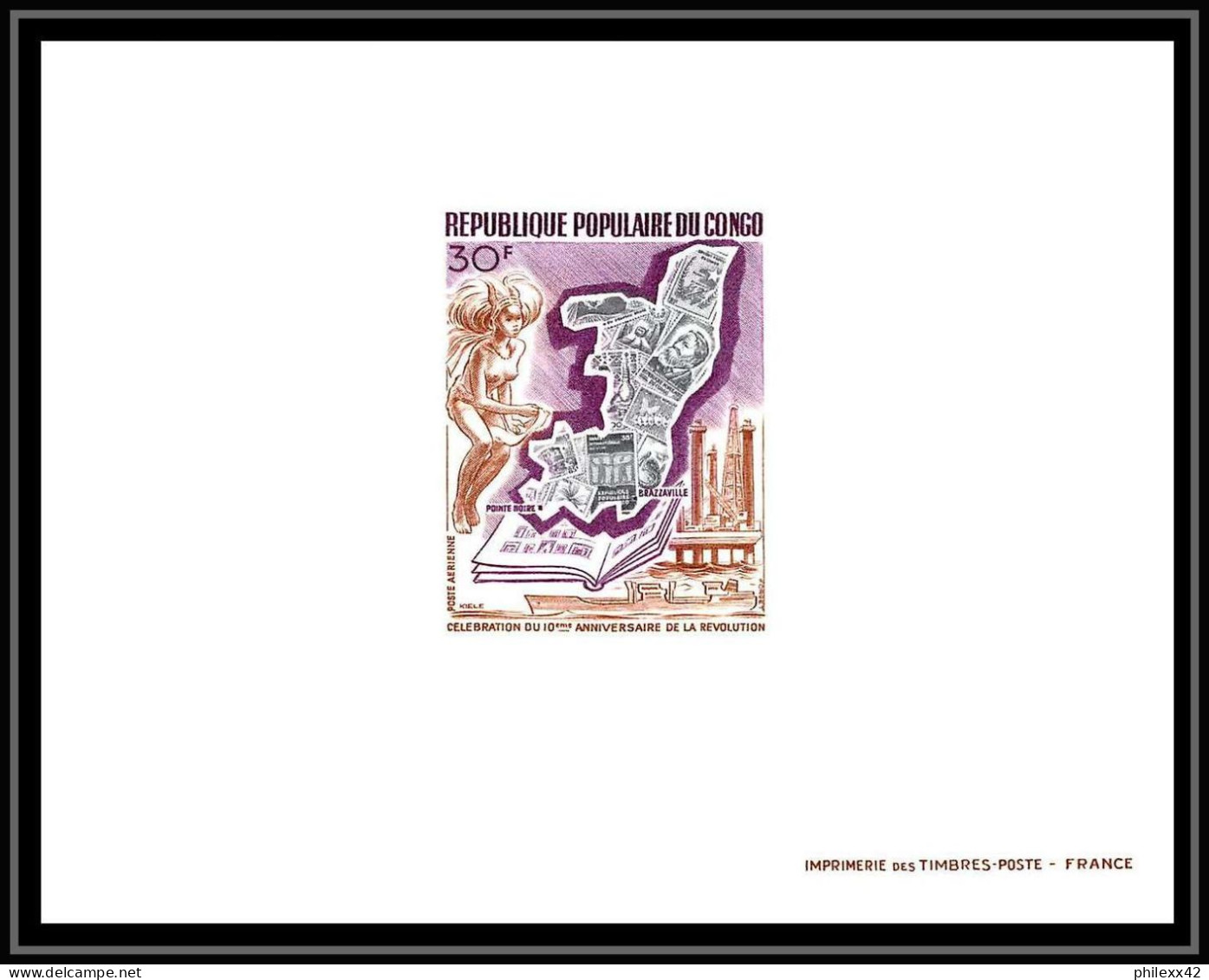 0570 Epreuve De Luxe Deluxe Proof Congo Poste Aerienne PA N°167/170 Révolution Exposition Philatelique Stamps On Stamps - Ongebruikt