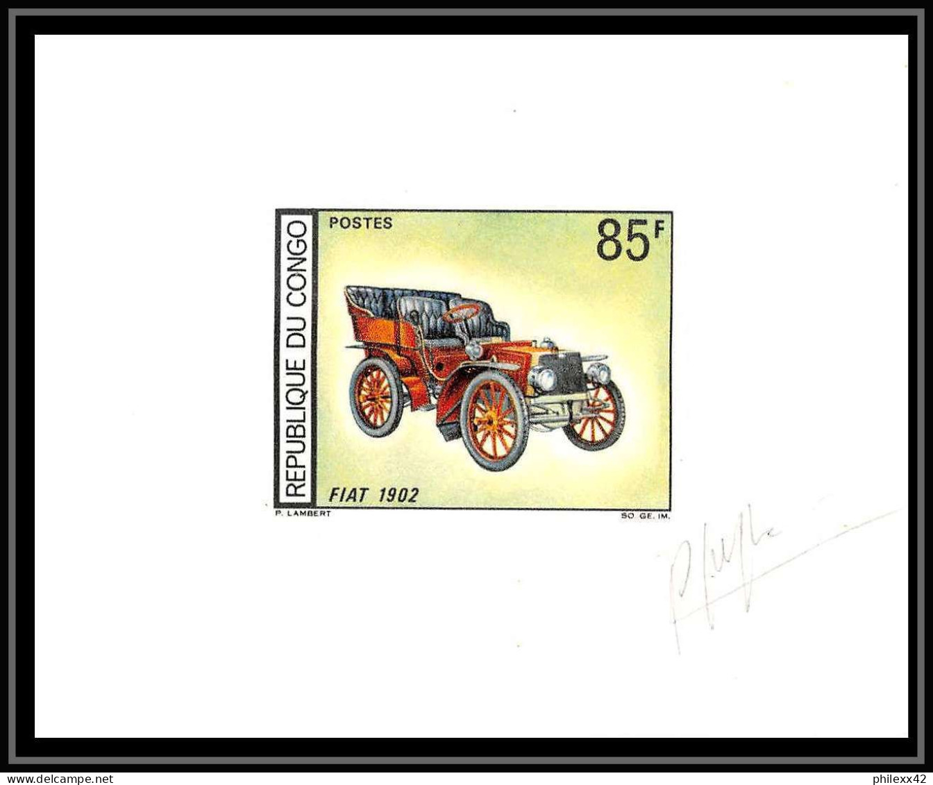 0544 Epreuve de luxe deluxe proof congo N°220/224 Coches Cars Voitures autos signes petit format