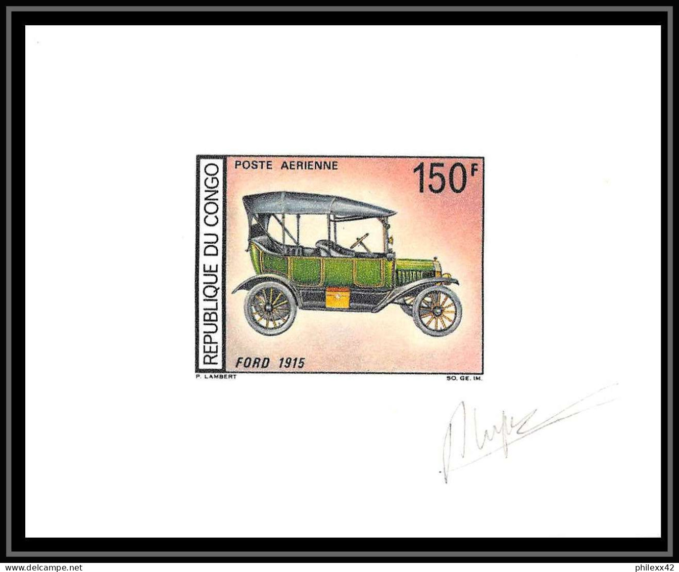 0544 Epreuve de luxe deluxe proof congo N°220/224 Coches Cars Voitures autos signes petit format