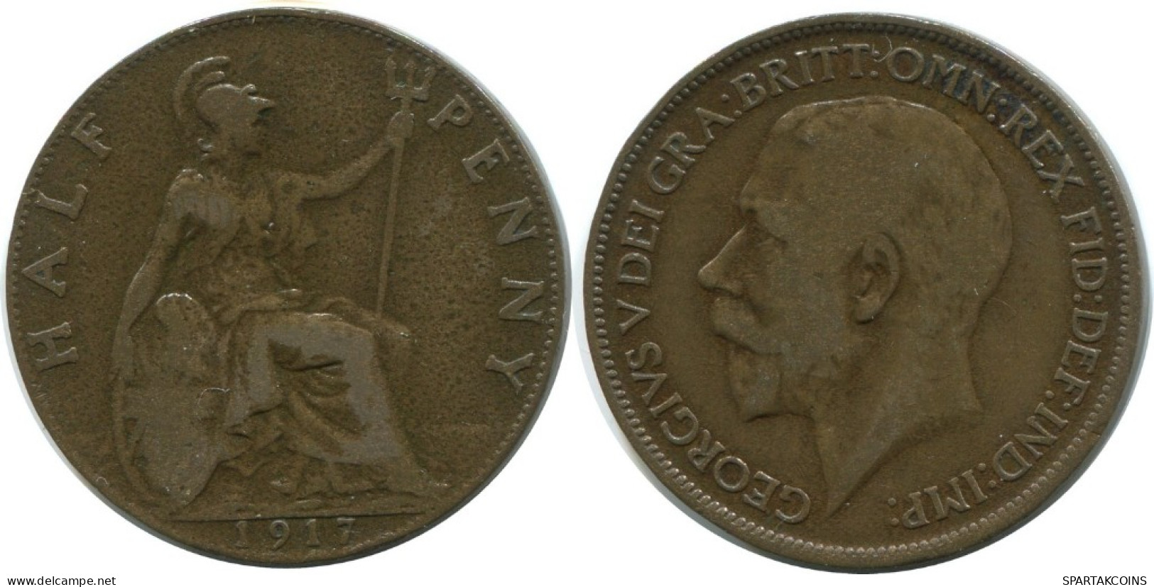 HALF PENNY 1917 UK GROßBRITANNIEN GREAT BRITAIN Münze #AG795.1.D.A - C. 1/2 Penny