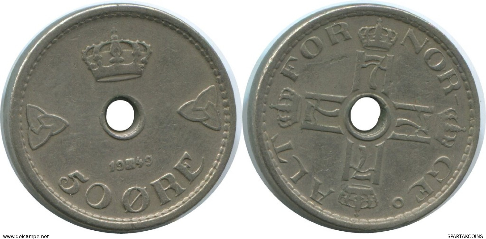 50 ORE 1949NORUEGA NORWAY Moneda #AE766.16.E.A - Norvège