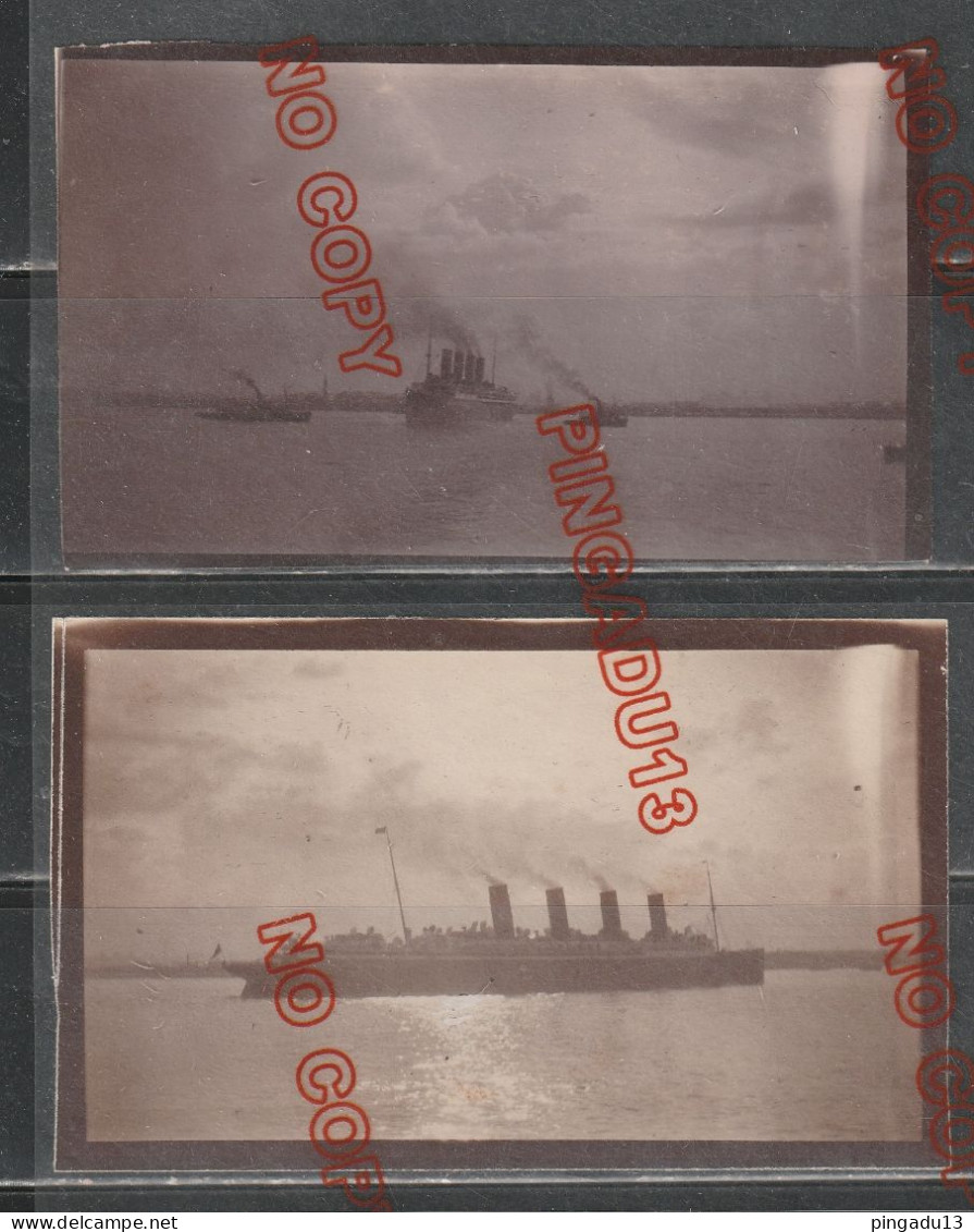 Cunard White Star Line Paquebot Mauretania Sur La Mersey Année 1913 Rare Ensemble 6 Photos - Boats