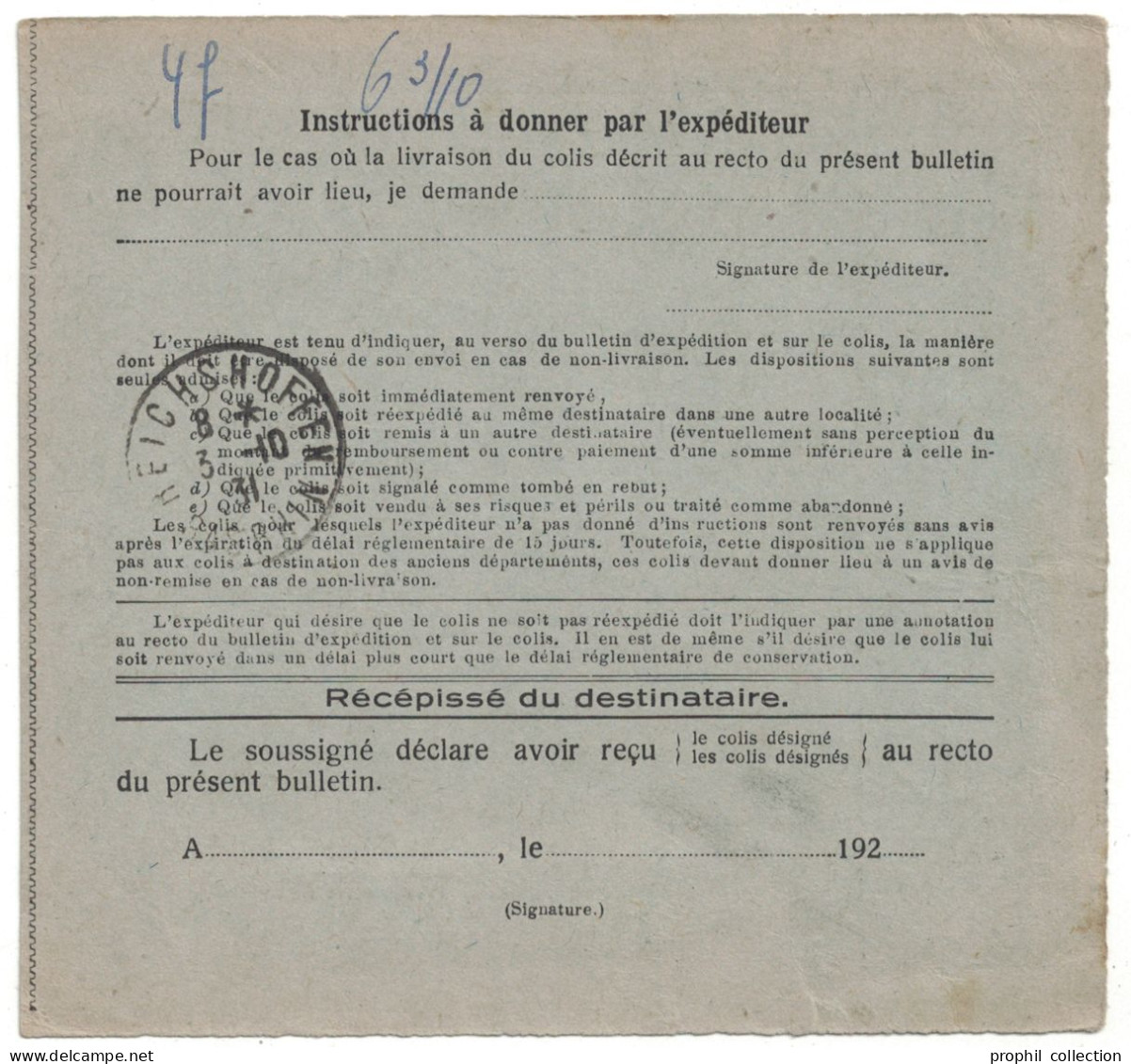 BULLETIN D'EXPÉDITION COLIS POSTAUX De STRASBOURG BOULEVARD D'ANVERS TIMBRE FISCAL + SEMEUSE 1931 - Cartas & Documentos
