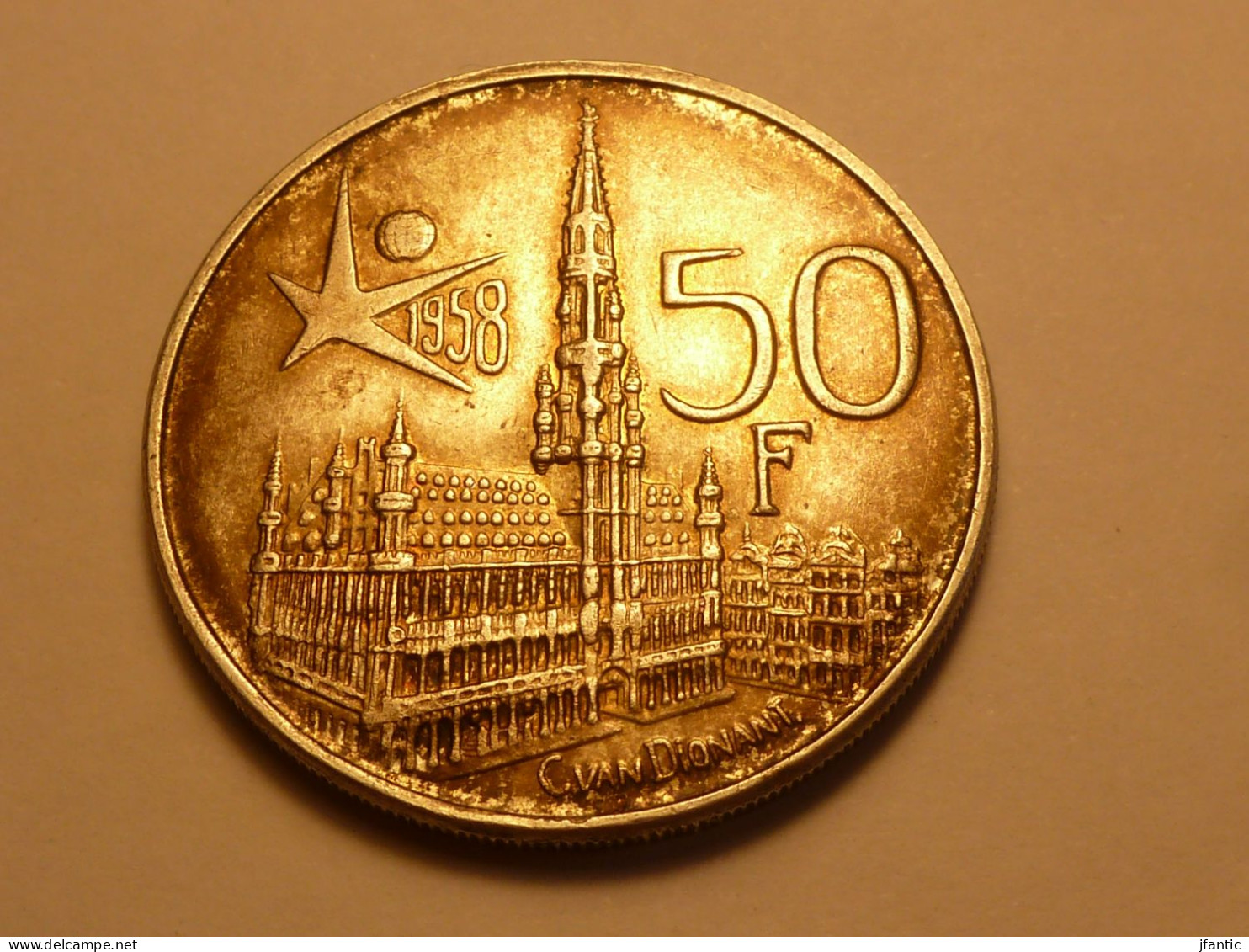 Boudewijn, Koning Der Belgen, 50 F, Expo 1958, Pièce Ancienne Commémorative Exposition De 1958, En Argent ,Belgique. - 50 Francs