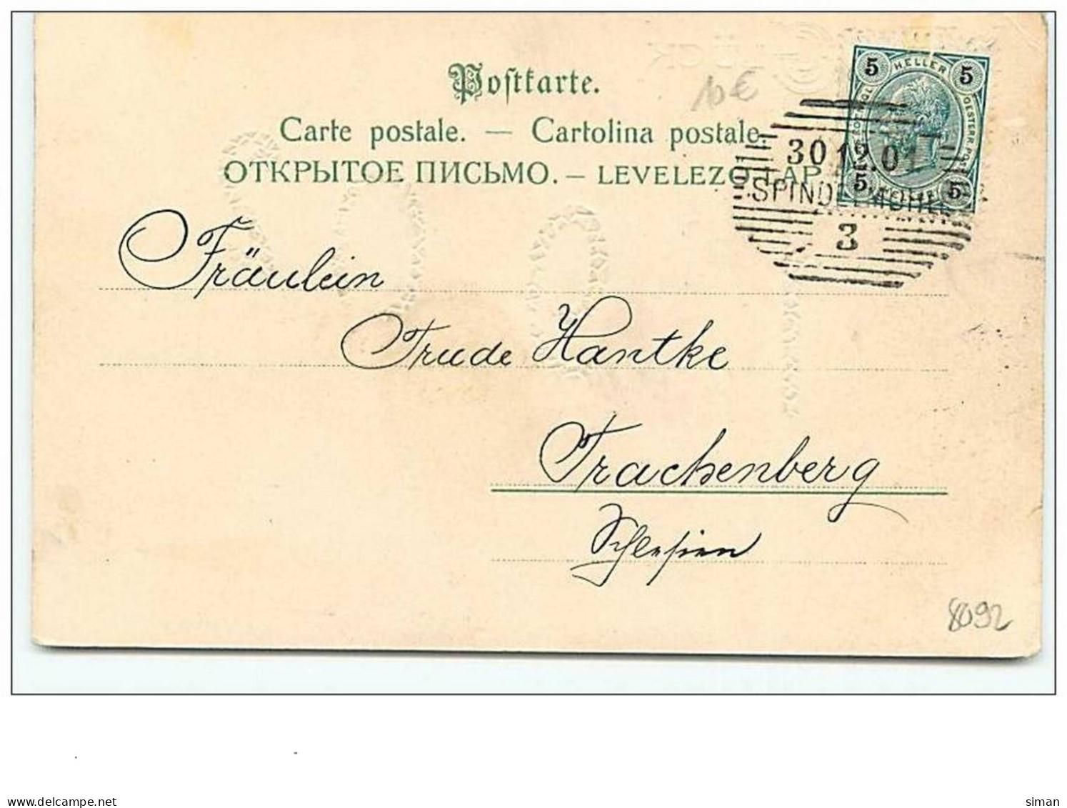 N°8092 - Carte Fantaisie - Viel Gluck Im Neuen Jahr - Angelots Faisant De La Luge - 1902 - Neujahr