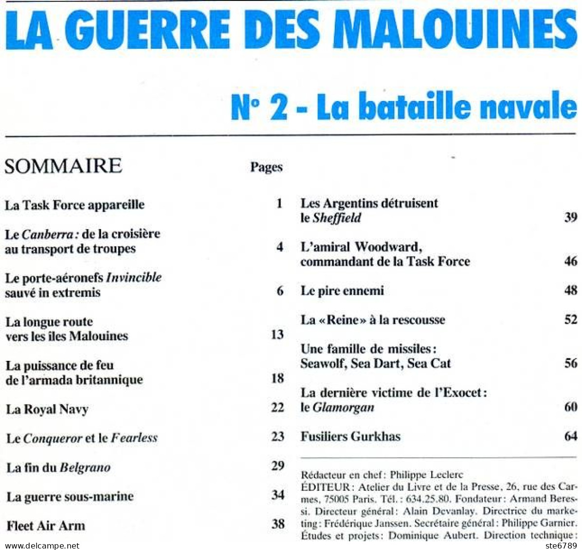 LA GUERRE DES MALOUINES 2 Hors Serie Bataille Navale , Task Force , Royal Navy , Sous Marins , - Französisch