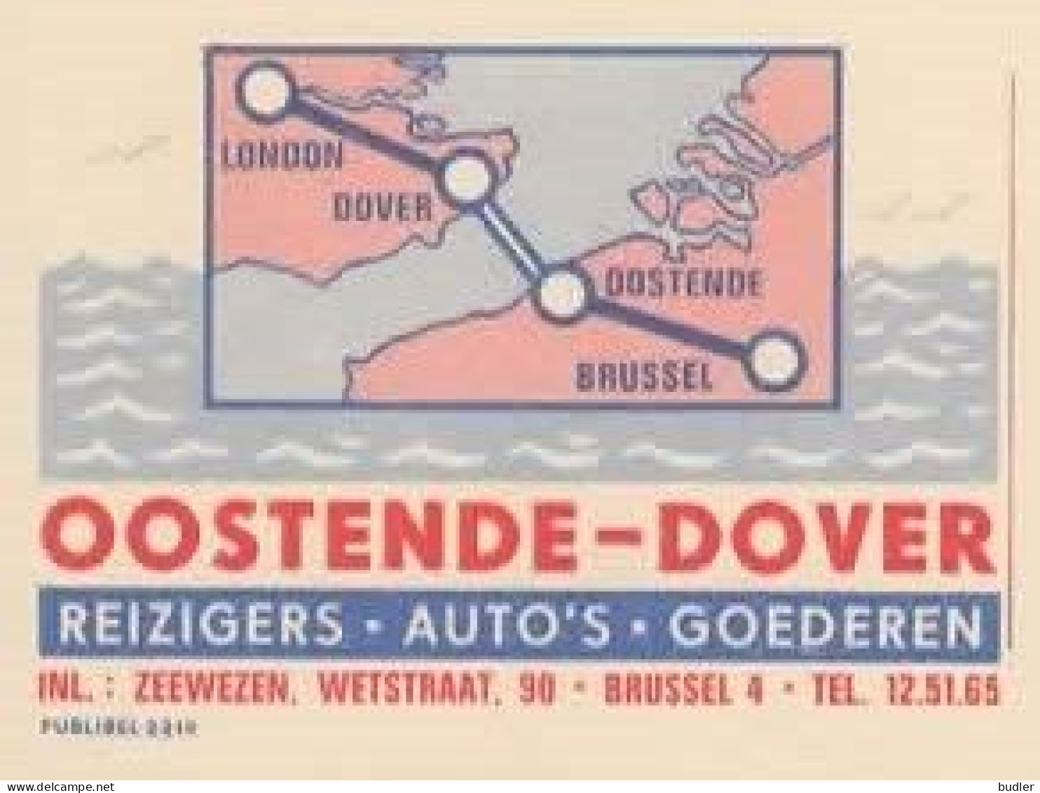 PUBLIBEL 2219** : (OOSTENDE-DOVER) : KANAAL,CANAL,CHANNEL,ZEE,MER,SEA,LANDKAART,CARTE GEOGRAPHIQUE,MAP, - Publibels