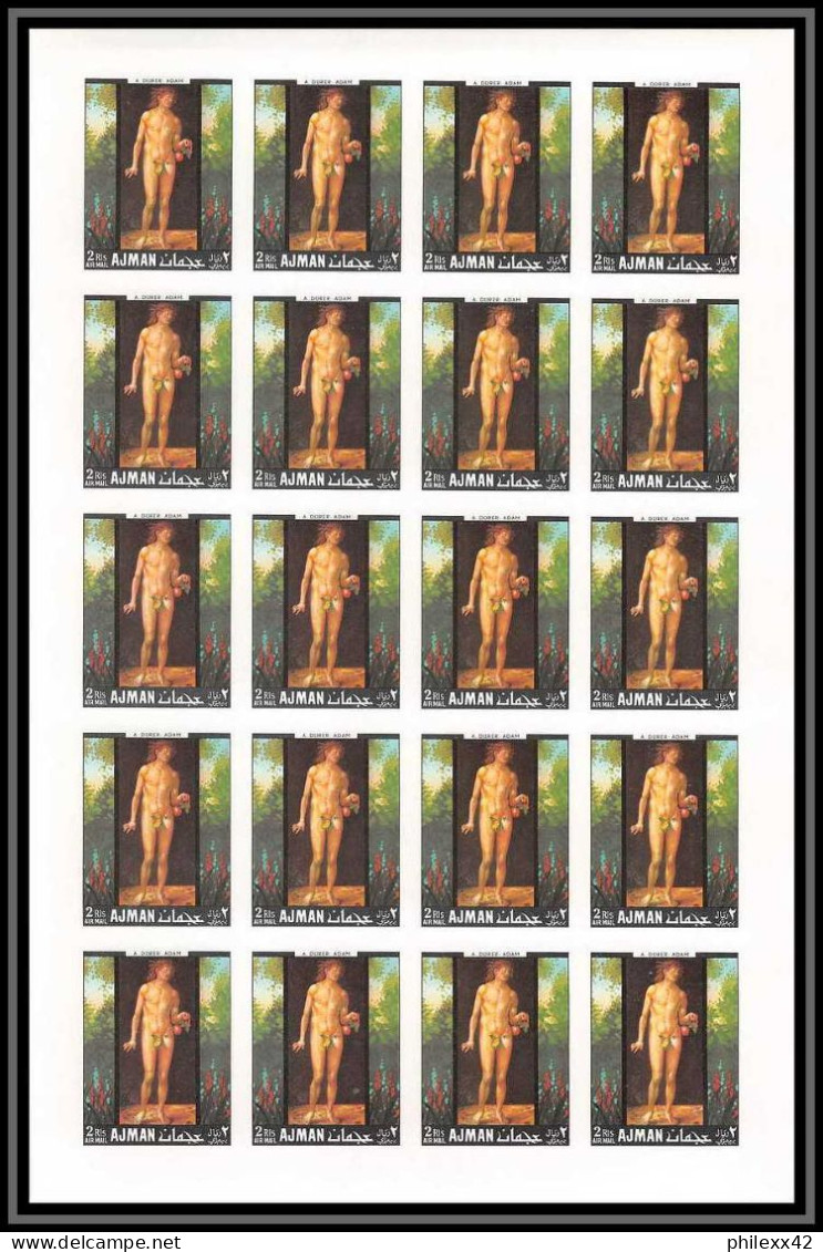 040c - Ajman - Mi N° 281 / 284 B MNH ** DURER Adam Et Eve Tableaux (painting) Feuilles (planches Sheets) NON DENTELE - Nudes