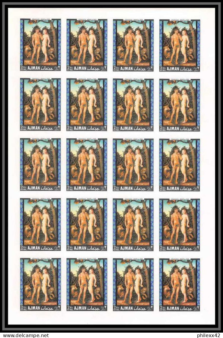 040c - Ajman - Mi N° 281 / 284 B MNH ** DURER Adam Et Eve Tableaux (painting) Feuilles (planches Sheets) NON DENTELE - Naakt