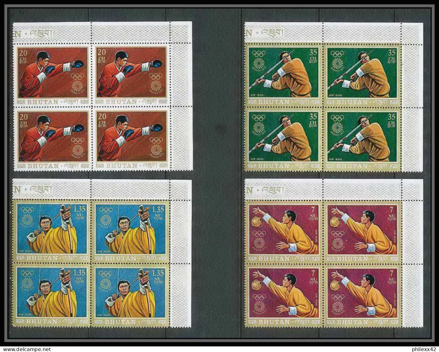 227b - Bhutan (bouthan) Mi ** MNH N° 514 / 521 A Jeux Olympiques (olympic Games) Munich 72 BLOC 4 - Bhutan