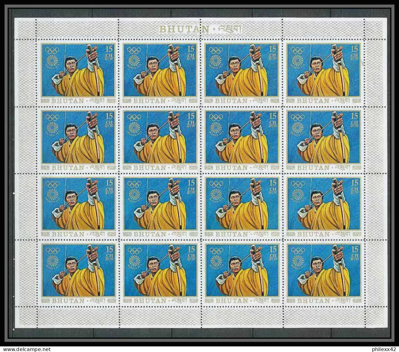 227c - bhutan (bouthan) Mi ** MNH N° 514 / 521 A jeux olympiques (olympic games) munich 72 feuilles (sheets)