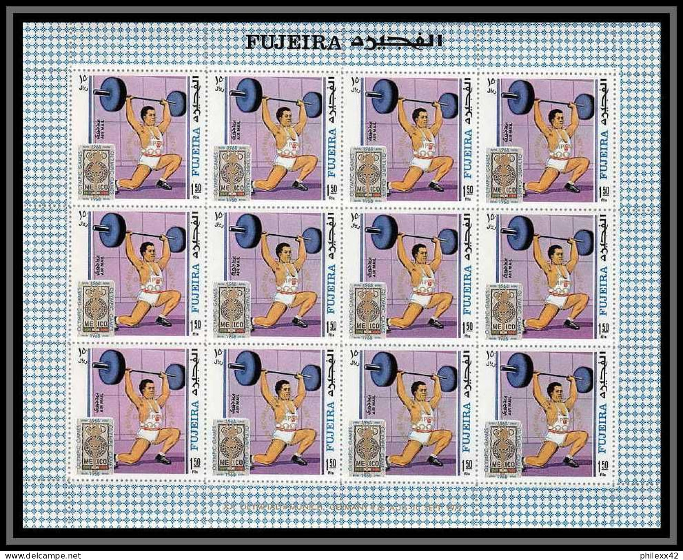 183a Fujeira MNH ** N° 320 / 329 A Overprint Gold Jeux Olympiques (olympic Games) Mexico 68 Cycling Feuilles (sheets) - Estate 1968: Messico