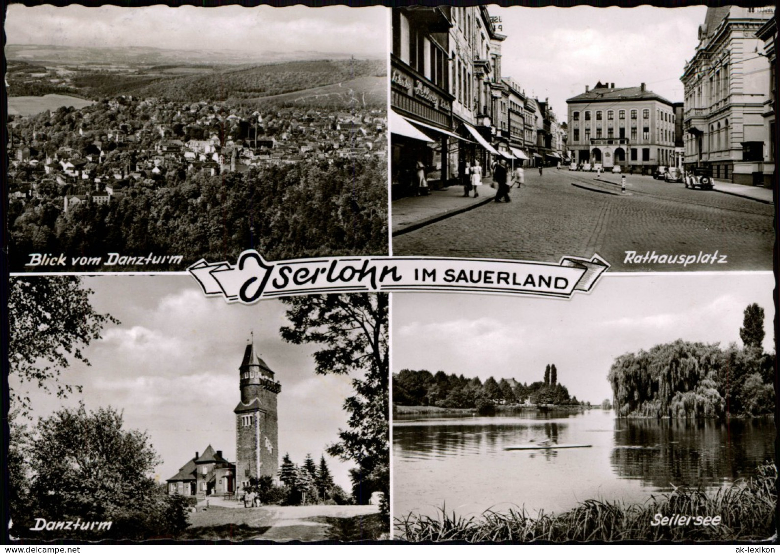 Iserlohn Mehrbild-AK Rathausplatz, Blick Danzturm, Seilersee 1964 - Iserlohn