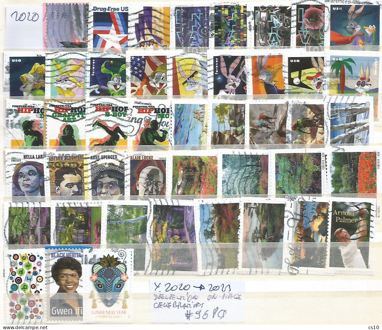 USA Kiloware Years 2023 Back To 2020 Selection # 96 Pcs On-Piece - ONLY LARGE / CELEBRATIVES STAMPS - Usados