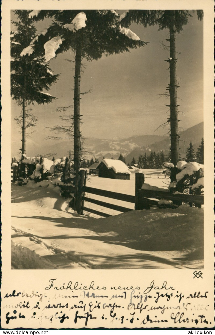 Ansichtskarte  Neujahr Sylvester New Year Winterlandschaft Fotokarte 1936 - Anno Nuovo
