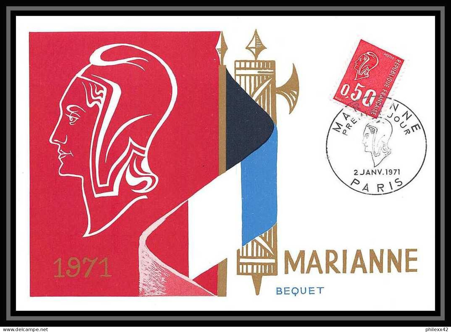 2529/ Carte Maximum (card) France N°1663/1664 Marianne De Béquet Edition Cef 1971 - 1970-1979