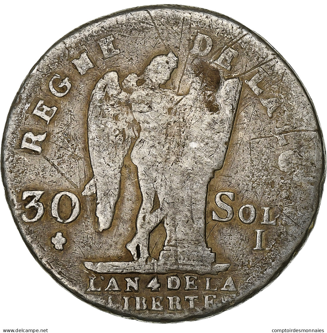 France, Louis XVI, 30 Sols, 30 Sols François, 1792, Limoges, Constitution - Andere & Zonder Classificatie