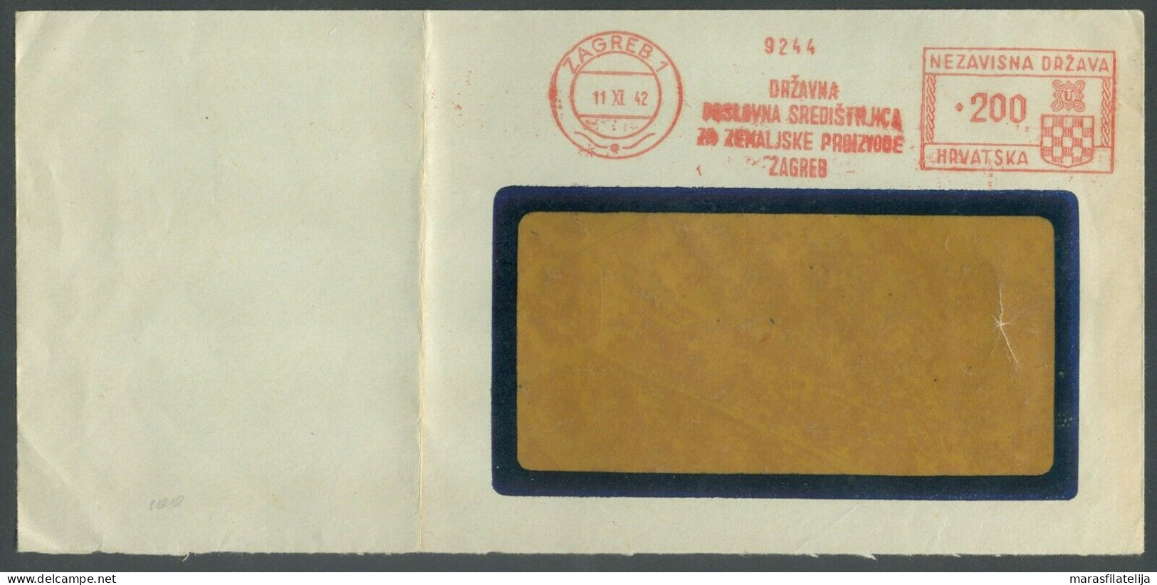 "Croatia 1942-11-11, Drzavna Poslovna Sredisnjica Za Zemaljske Poslove, Meter Mark - Croazia