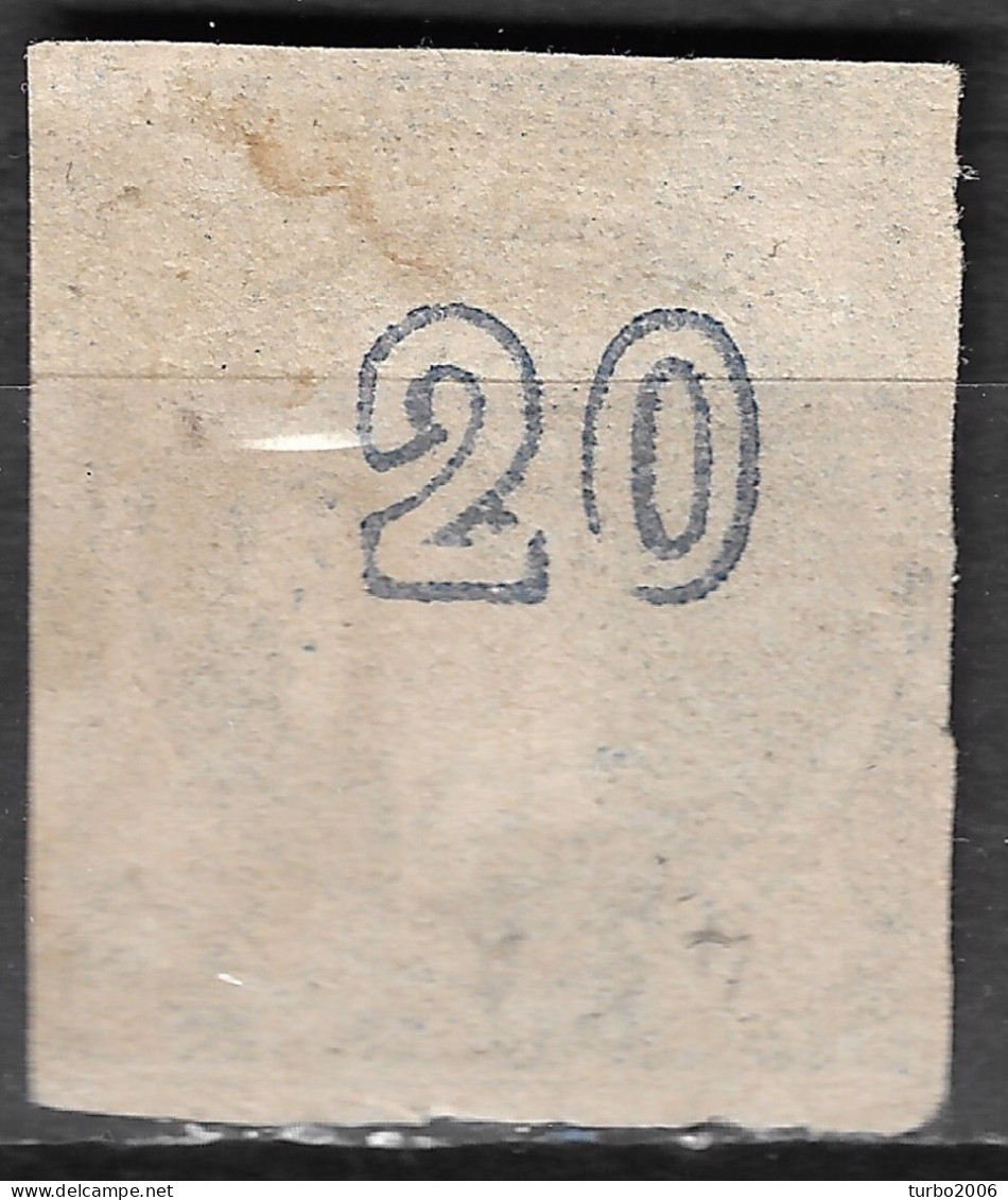 GREECE Plateflaw 20F7 In 1875-80 Large Hermes Head On Cream Paper 20 L Blue (shades) Vl. 65 Ba / H 51 B Position 25 - Oblitérés