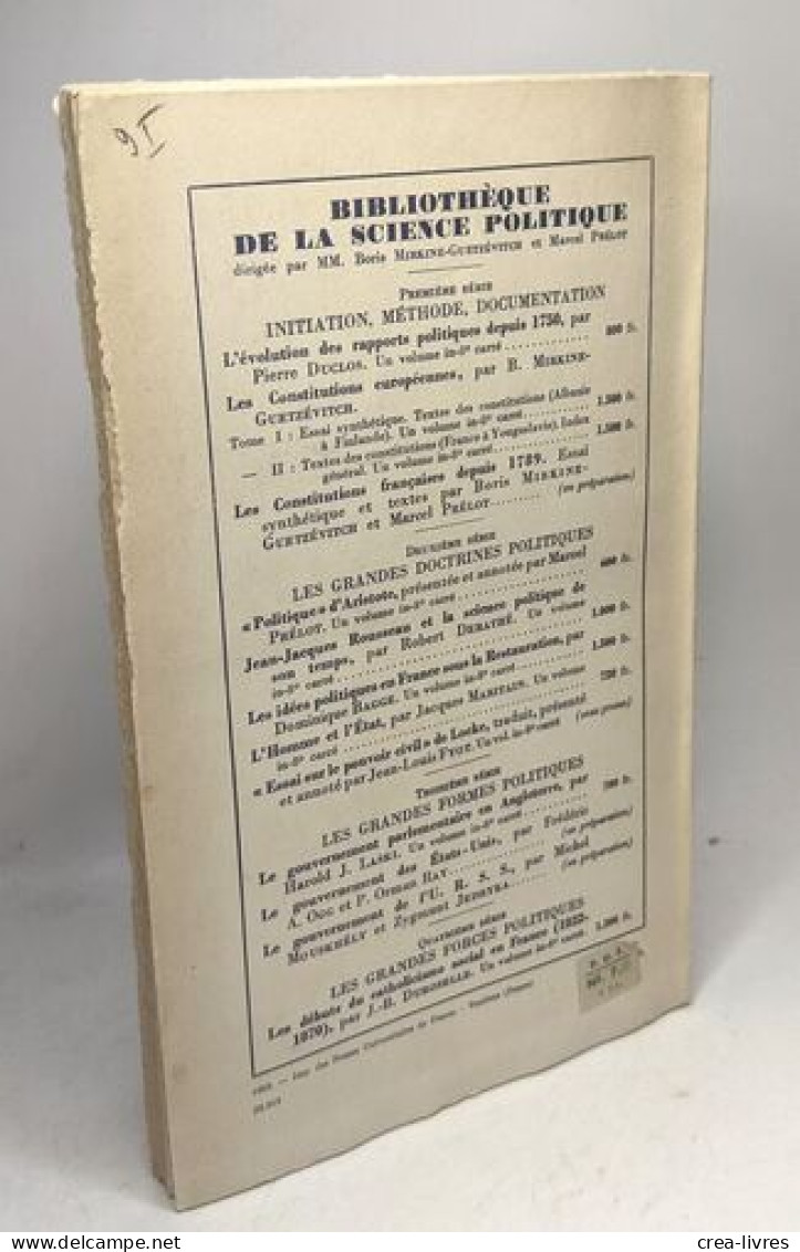 L'homme Et L'état - Bibliothèque De La Science Politique - Politique