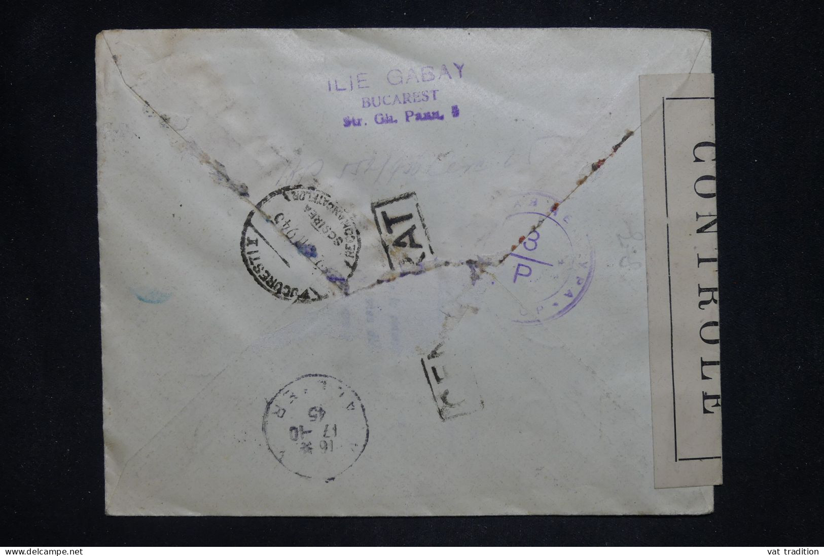 ROUMANIE - Enveloppe En Recommandé De Bucarest Pour Paris, Redirigé Vers Lyon Et Vichy En 1945 Avec Contrôle - L 154046 - Lettres & Documents