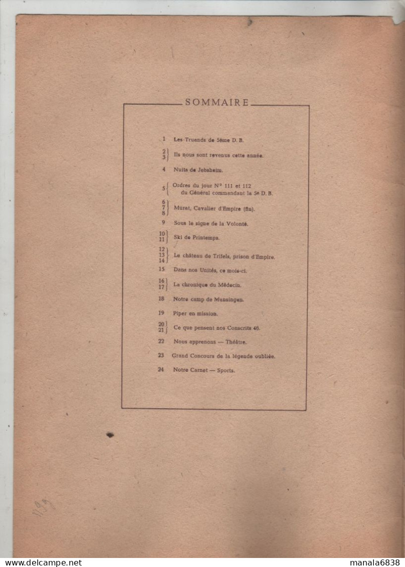 Revue De La 5ème Division Blindée Juillet 1946 Les Truands Jebsheim Trifels Munsingen ... - Frans