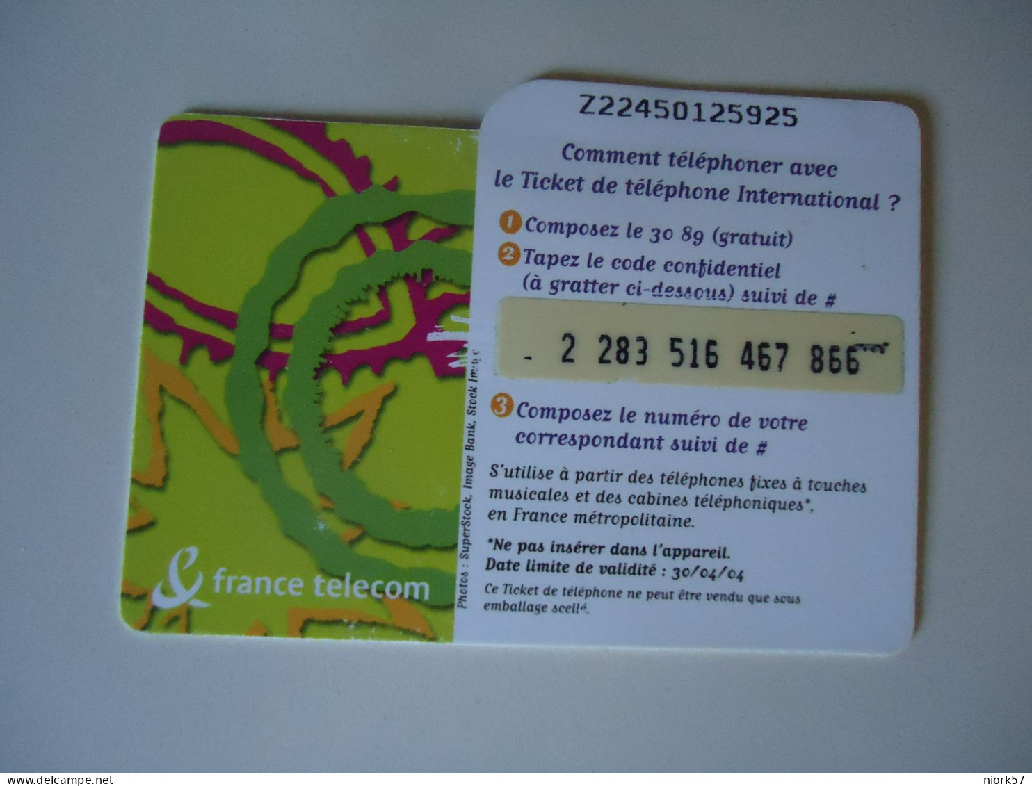 FRANCE USED PHONECARDS TICKET - Telefoonkaarten Met Hologrammen