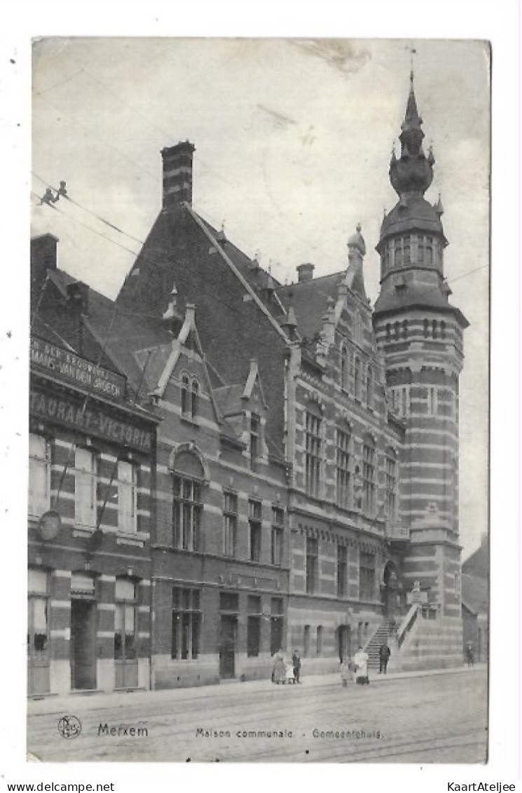 Postkaart Merksem 31/8/1914 Verstuurd Naar Blankenberge - Service Militaire. - Not Occupied Zone