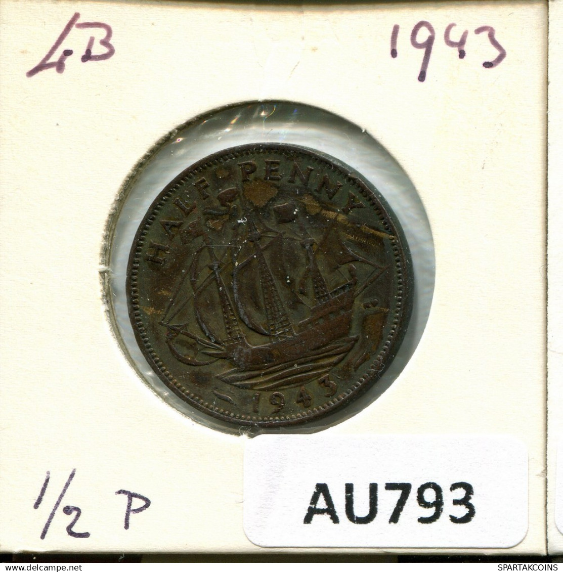 PENNY 1943 UK GROßBRITANNIEN GREAT BRITAIN Münze #AU793.D.A - D. 1 Penny