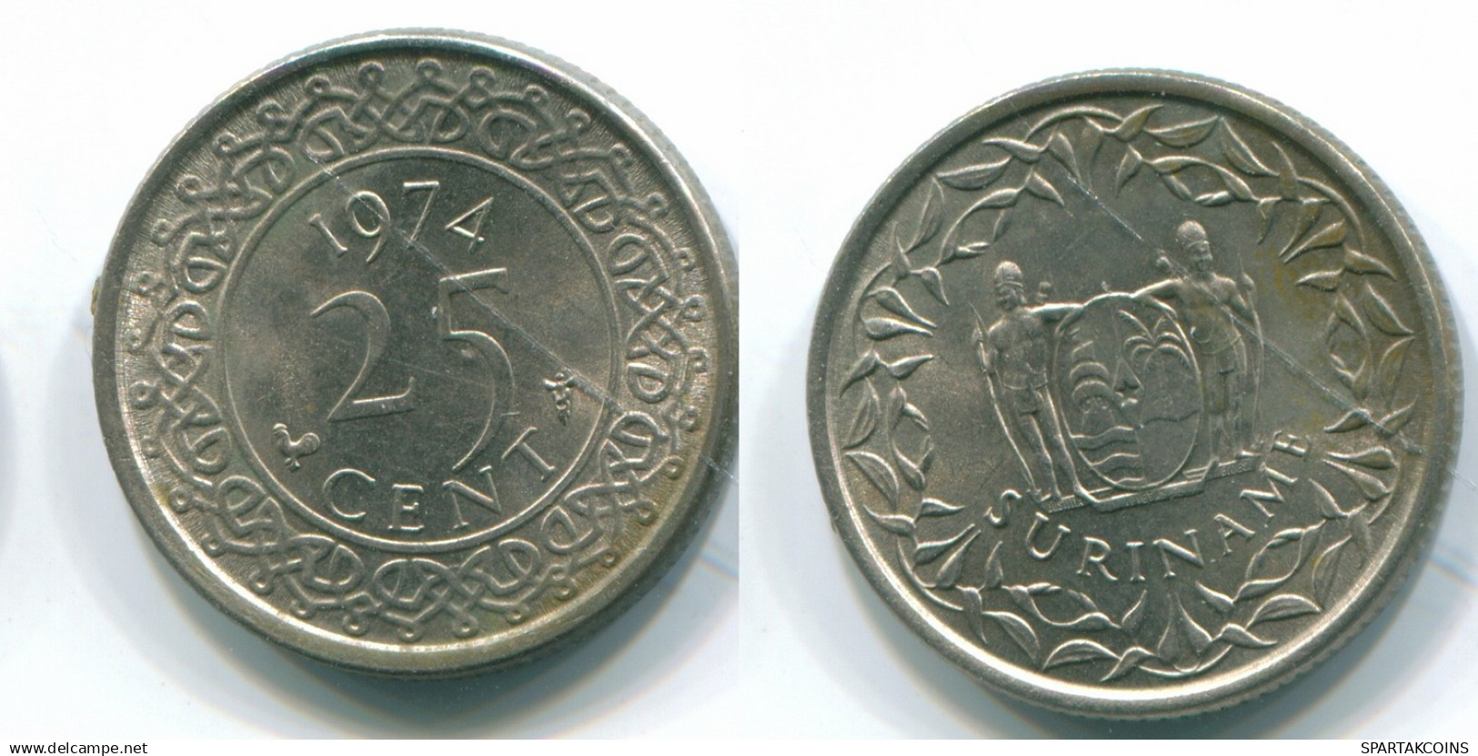 25 CENTS 1974 SURINAME NEERLANDÉS NETHERLANDS Nickel Colonial Moneda #S11233.E.A - Surinam 1975 - ...