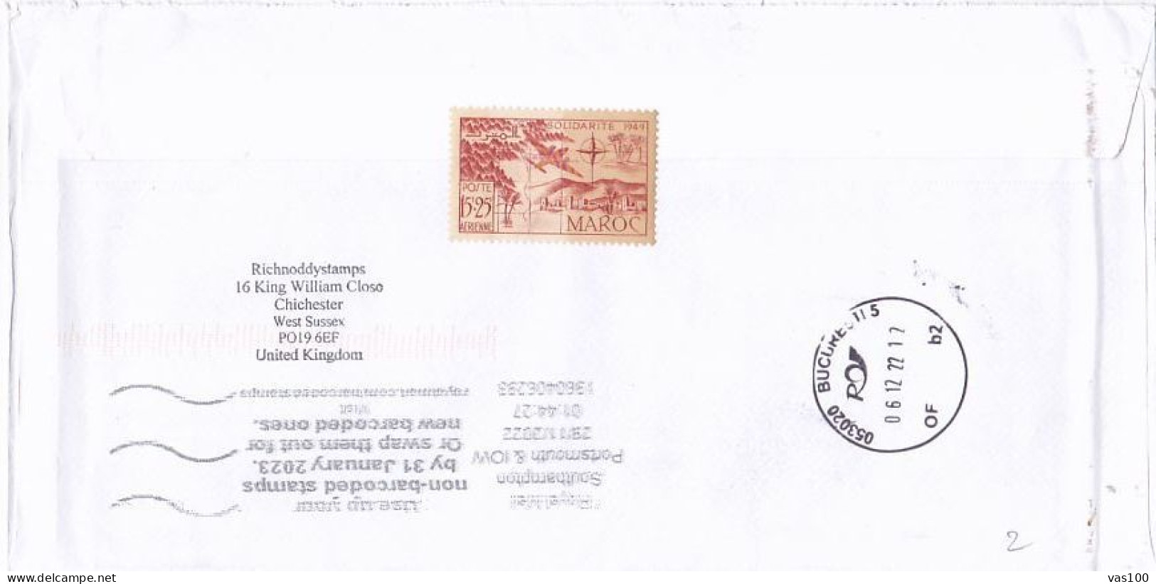 CHRISTMAS, MAROC- SOLIDARITY 1949 CINDERELLA, STAMPS ON COVER, 2022, UK - Unclassified