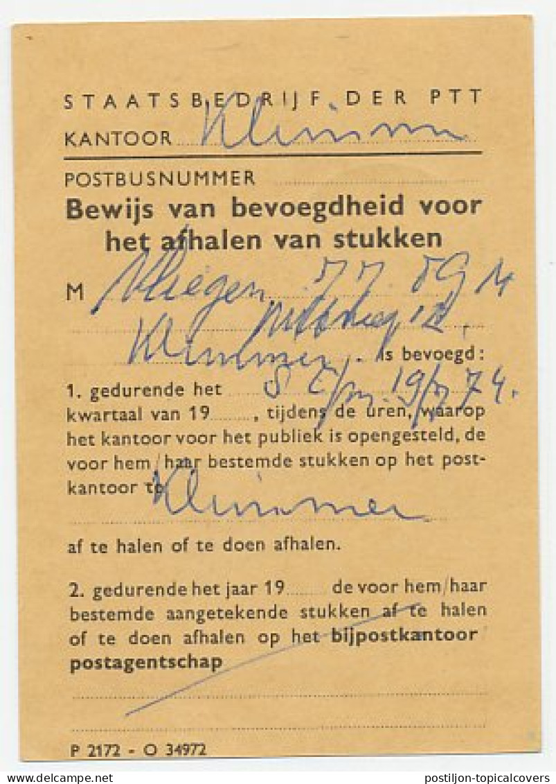 Em. Juliana Postbuskaartje Klimmen 1974 - Bewaarloon - Zonder Classificatie