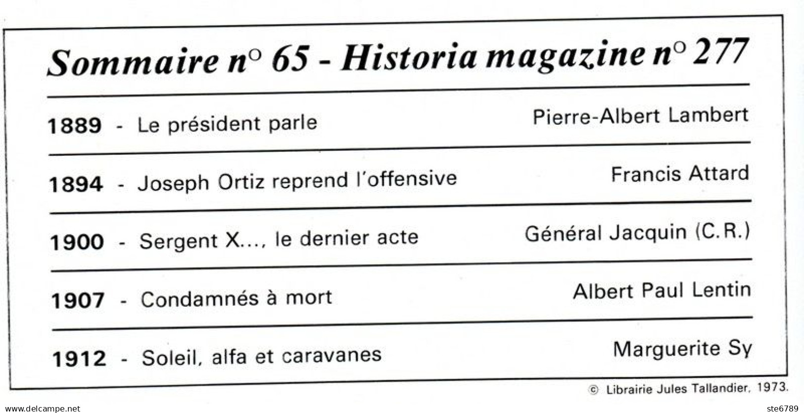 LA GUERRE D'ALGERIE N° 277 TBE  Janvier 1959 De Gaulle Parle , Création Front National Français , J Ortiz Offensive - History