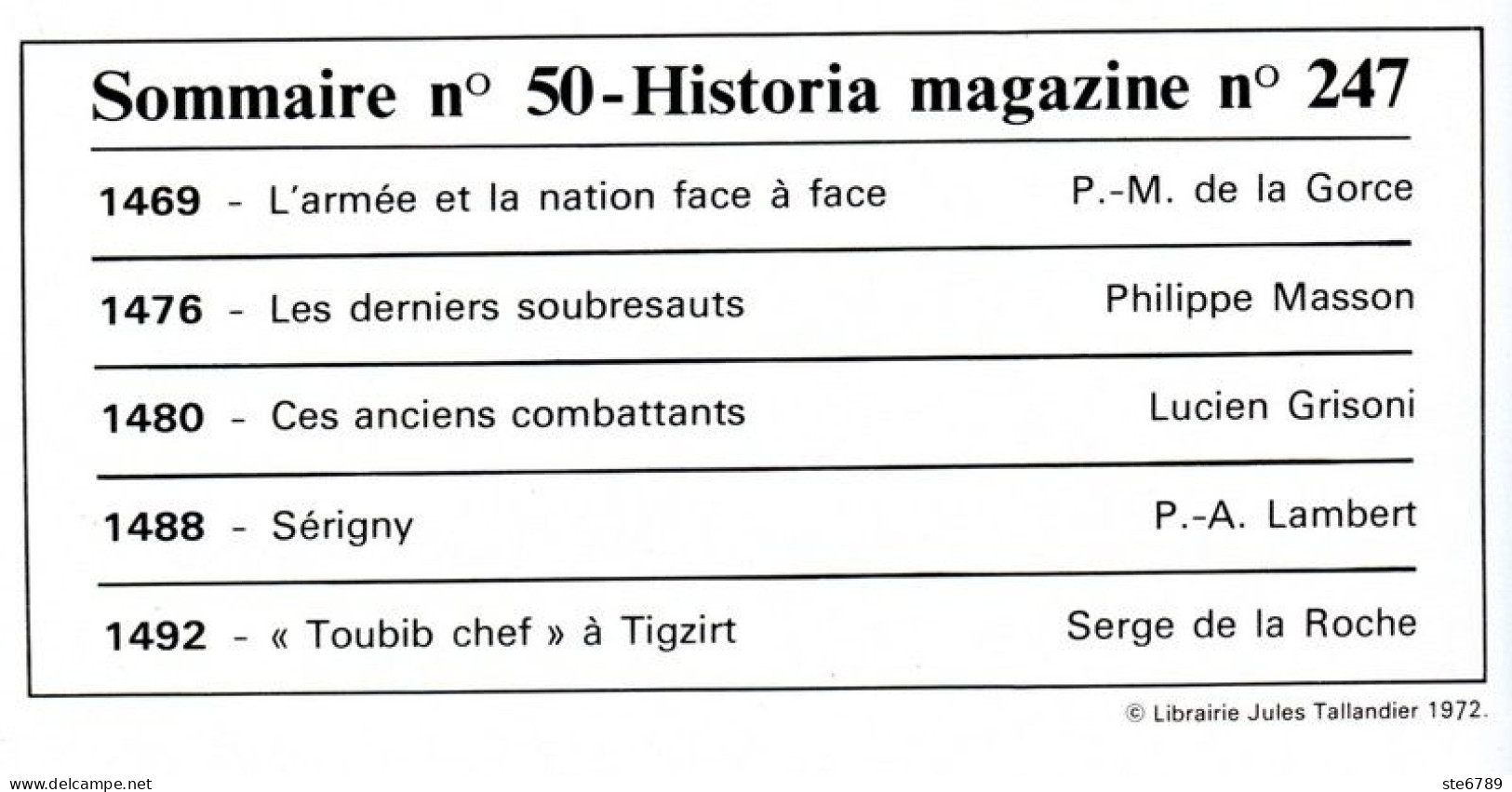 LA GUERRE D'ALGERIE N° 247 TBE Inquiétude Anciens Combattants , Sérigny Toubib Chef à Tigzirt , Armée Et Nation - Geschichte