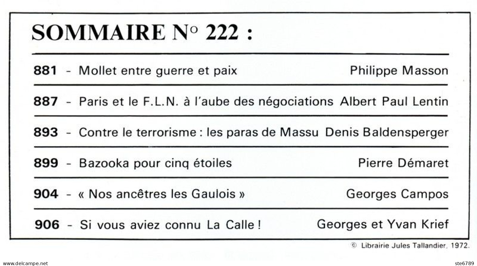 LA GUERRE D'ALGERIE N° 222 TBE  Bazooka Pour 5 étoiles , Paras De Massu , Mollet , Paris Et Le FLN - History